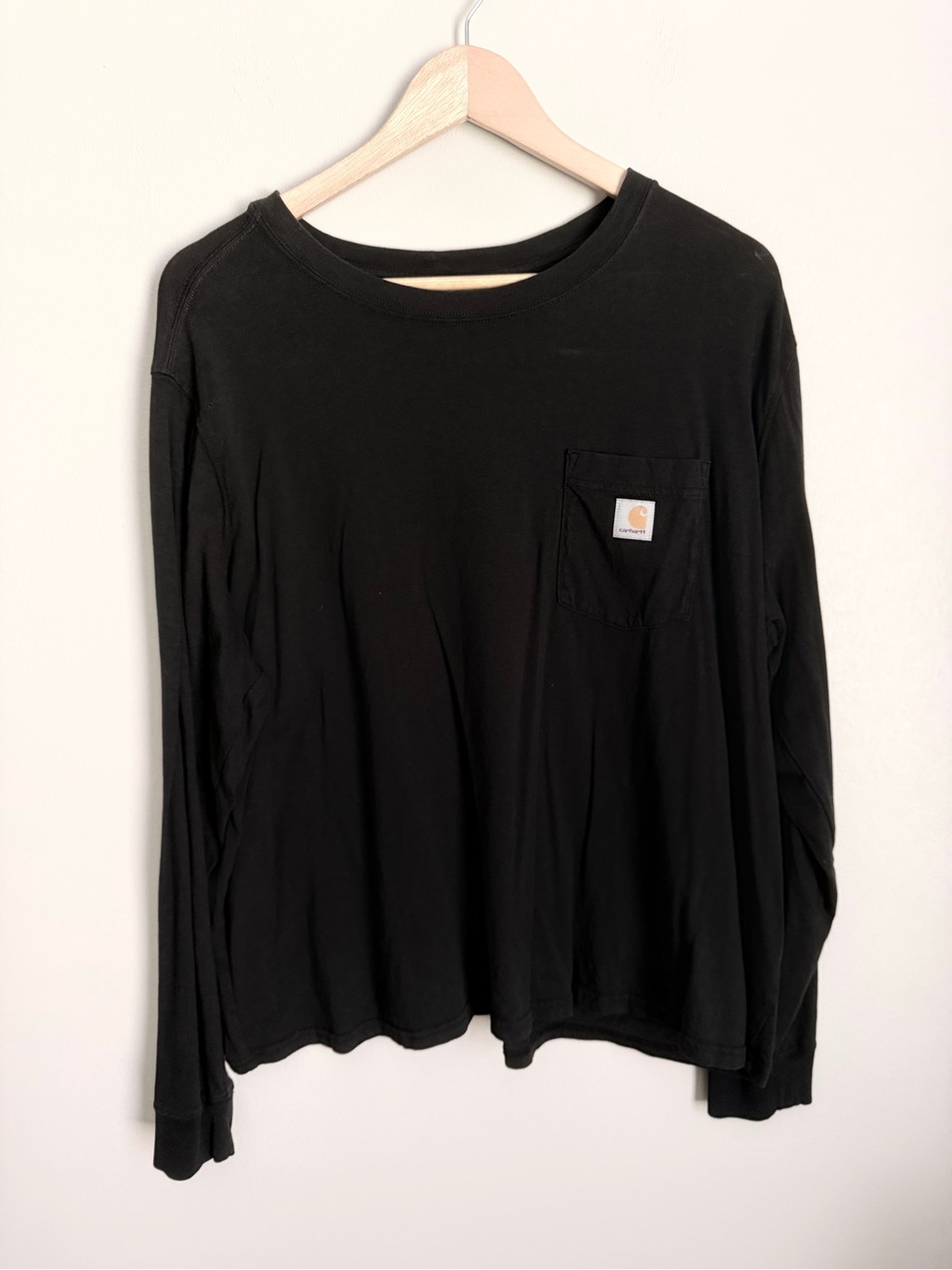 Carhartt Black Long-Sleeve Pocket Tee with Logo Patch